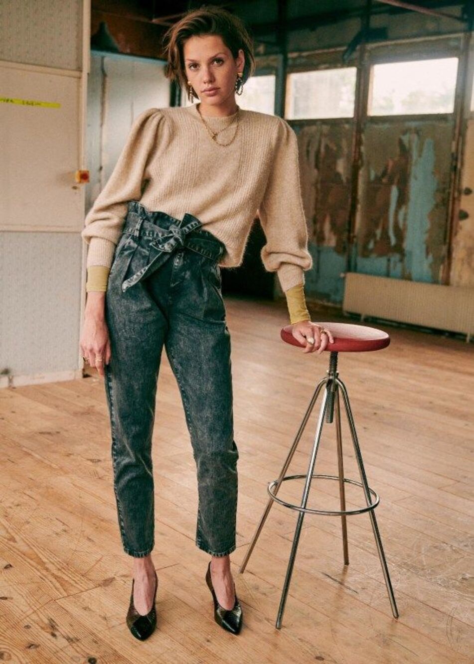 Sezane Paris Austin Trousers Washed Black Jeans